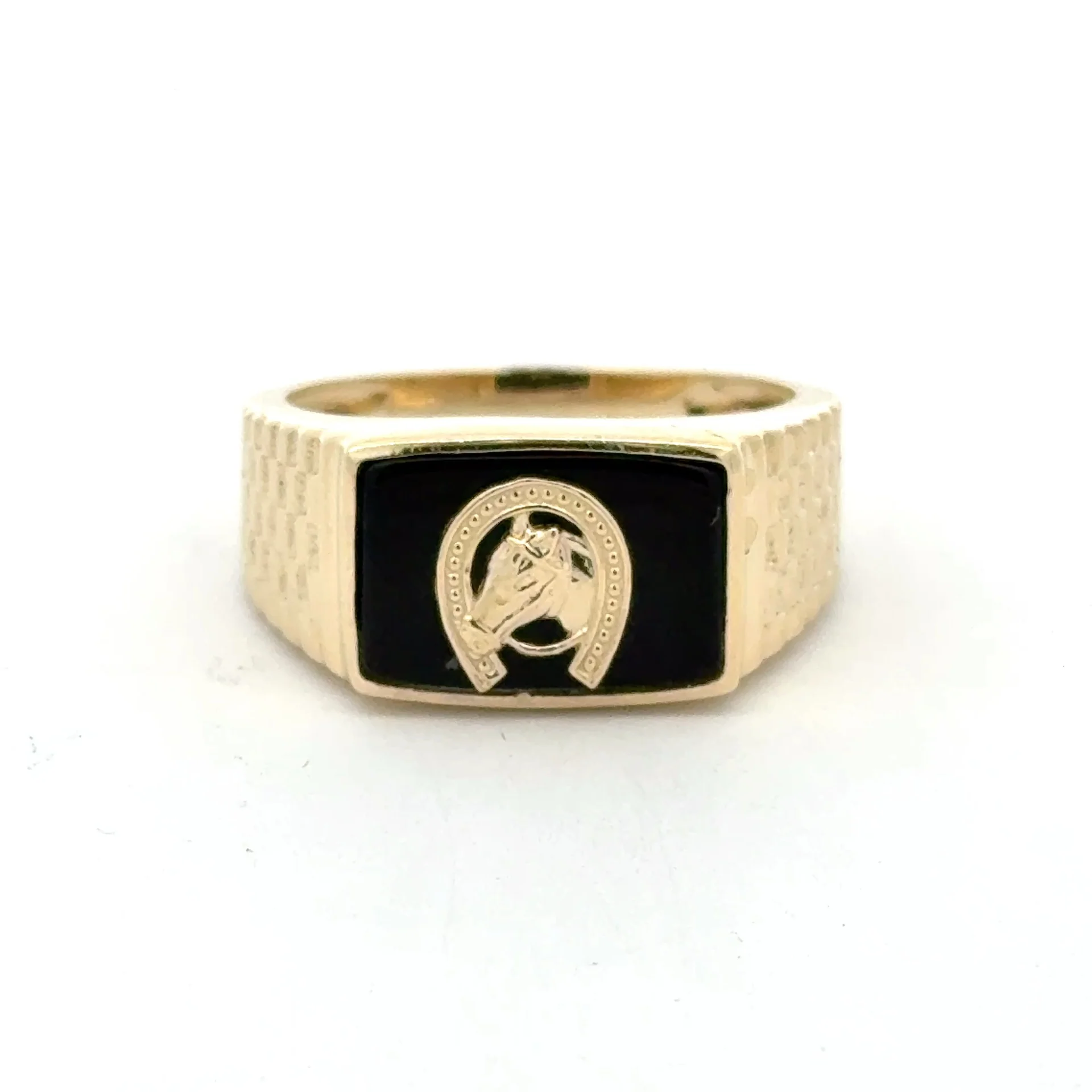 Ring Jubilee and Horseshoe on Onyx 10.5 4mm 10K - Image 4