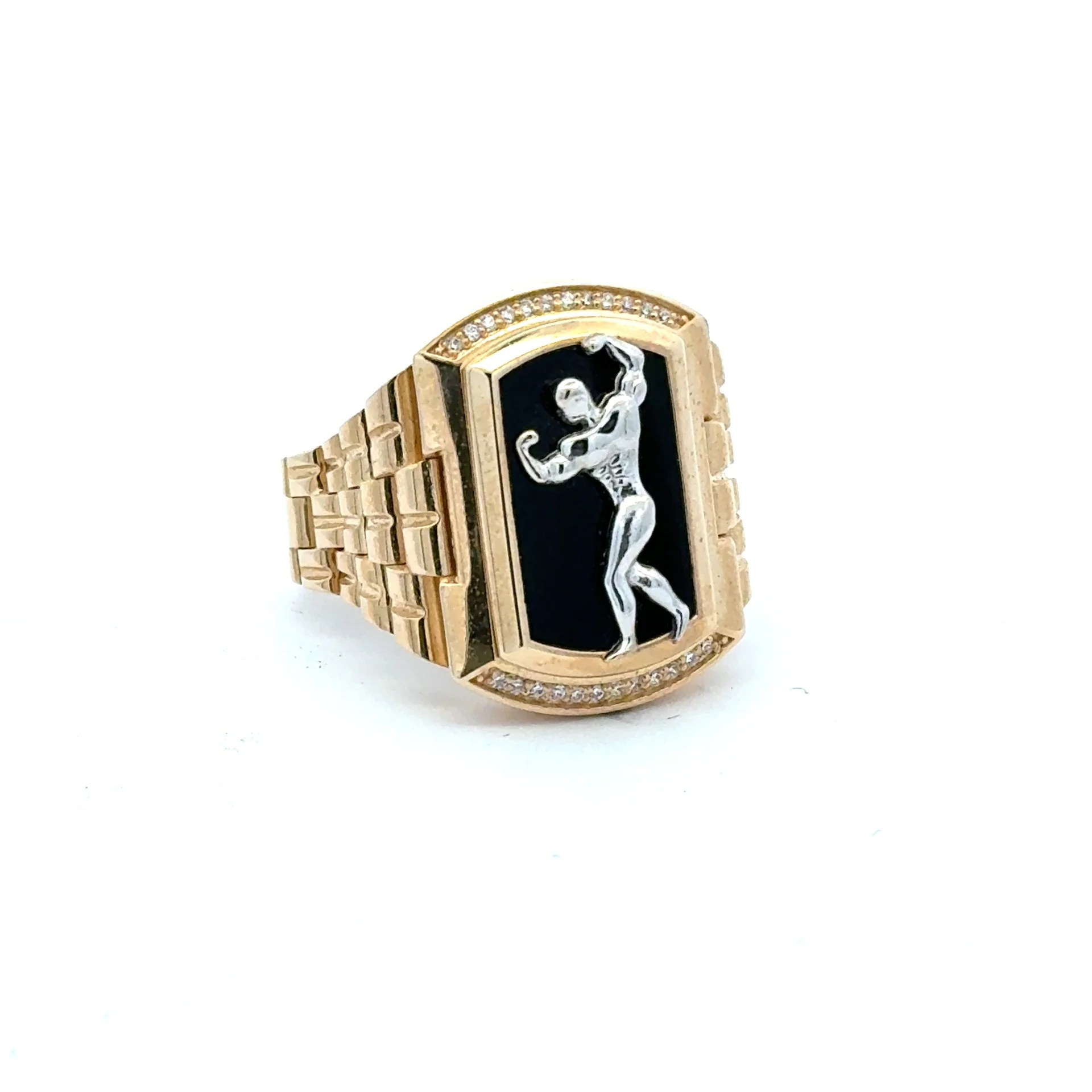 Ring Jubilee White Gold Bodybuilder with CZ 11 6mm 10K