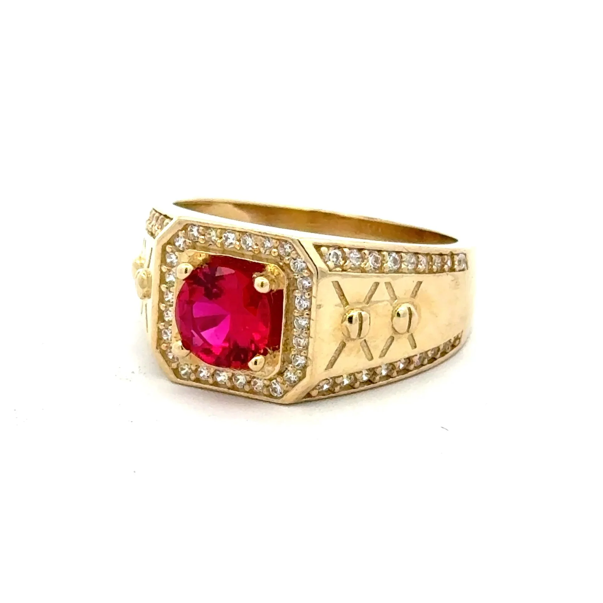 Ring Knot in DBL Ch-Set CZ & Halo Wine Round Stone 11 4mm 10K - Image 4