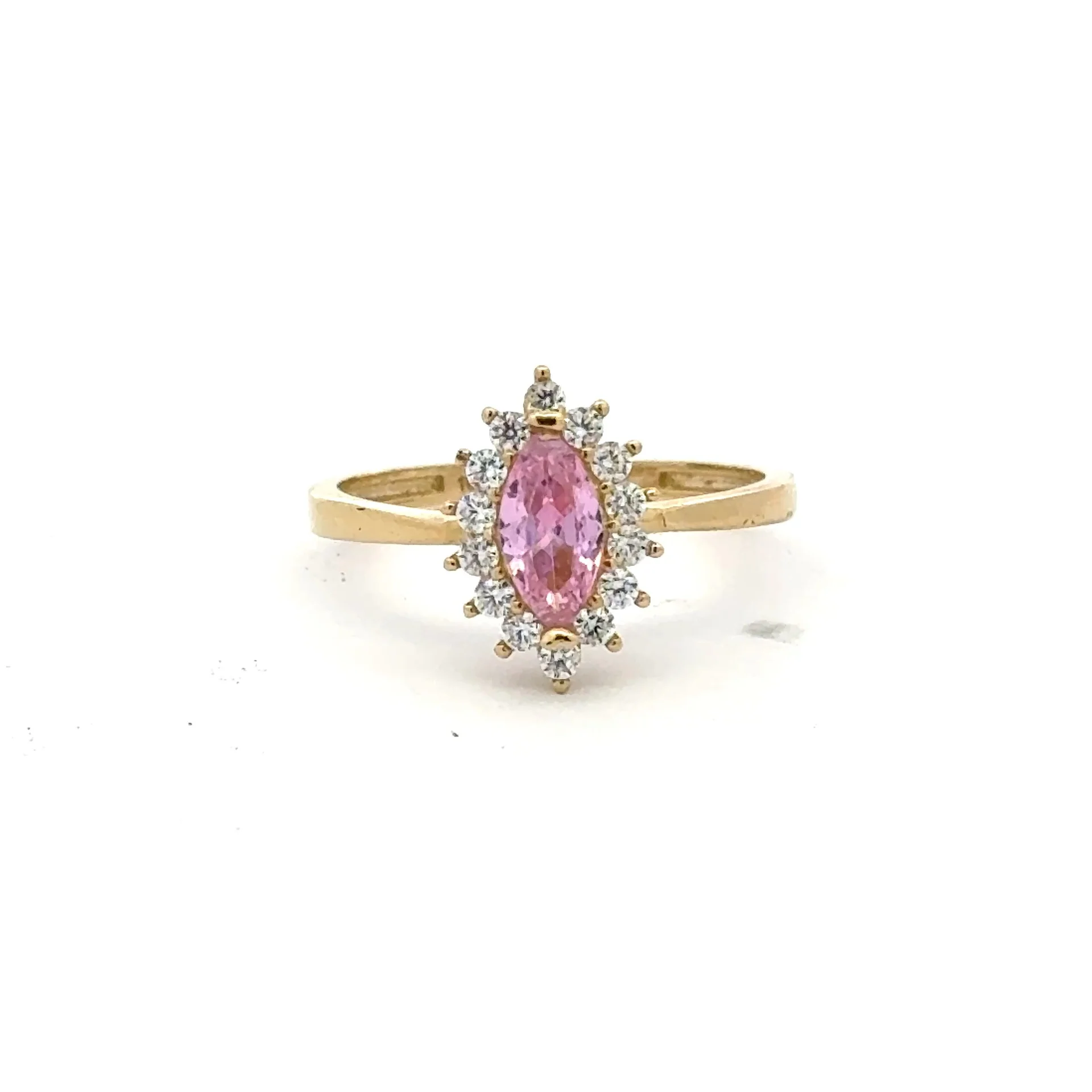 Ring Little Floral Women Rose Cat Eye Stone 7 1.5mm 10K