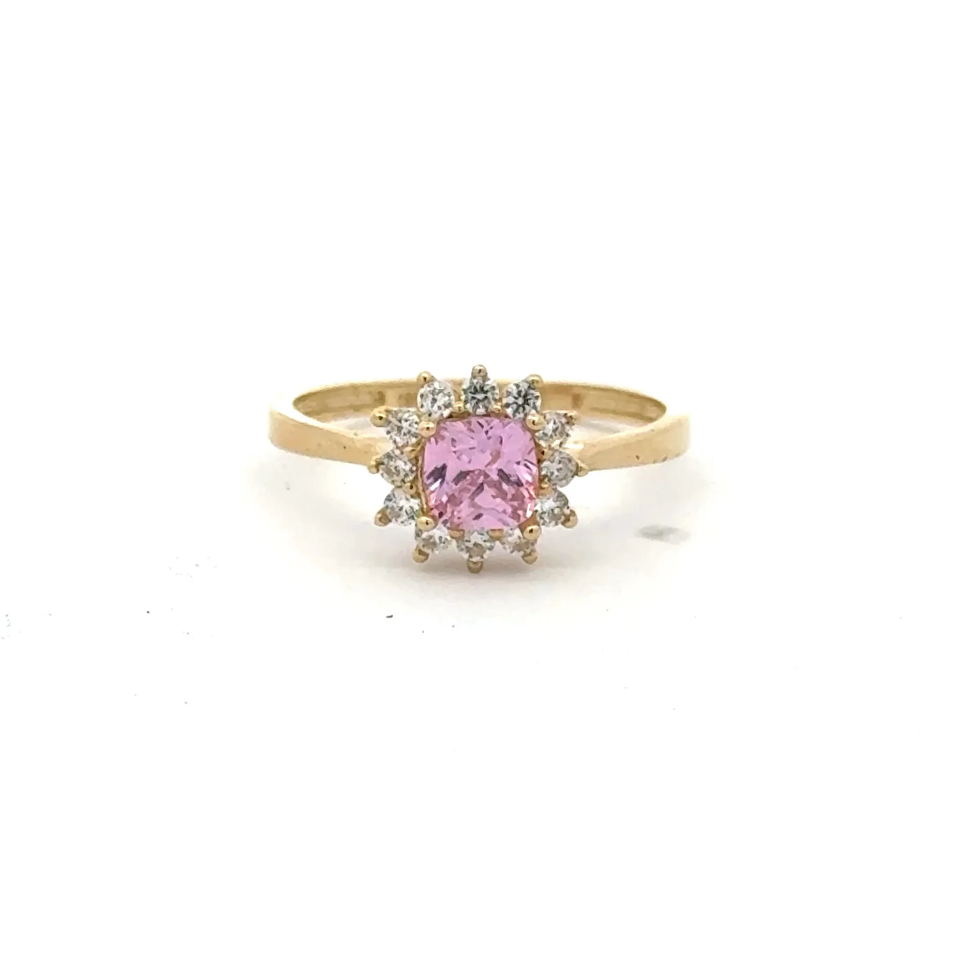 Ring Little Floral Women Rose Square Stone 7 1.5mm 10K