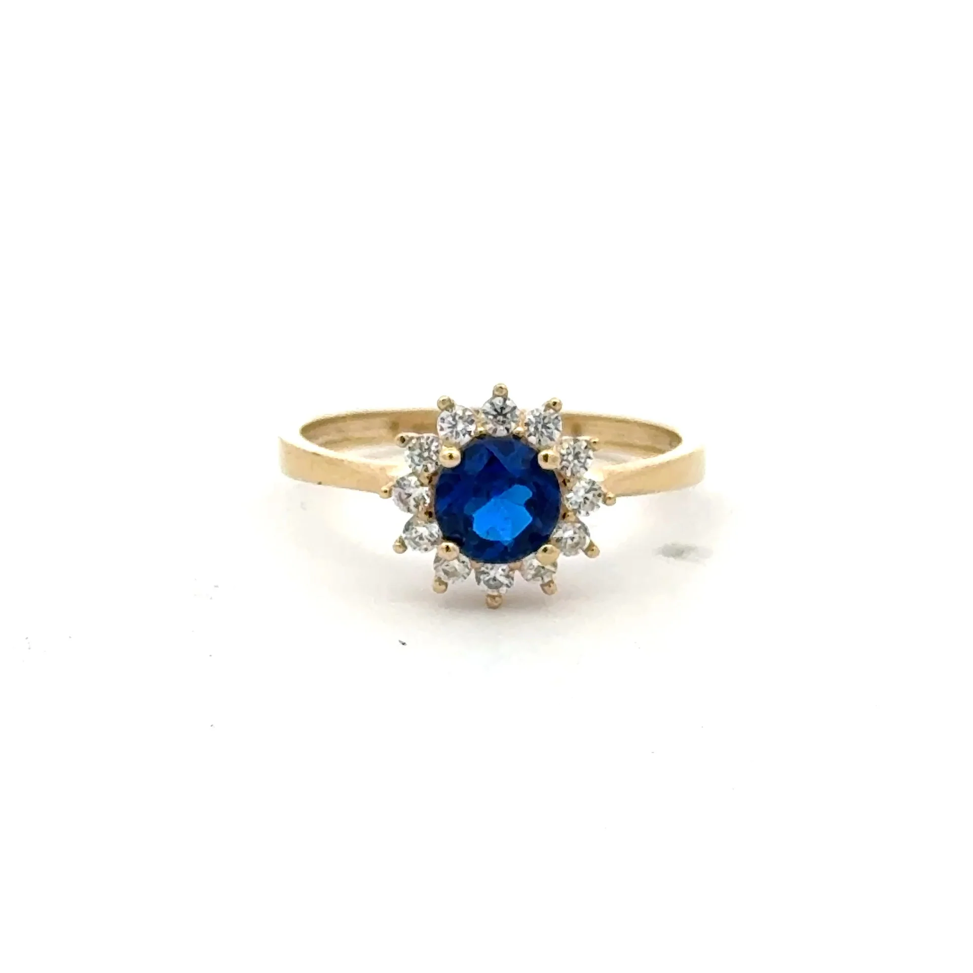 Ring Little Floral Women Royal Blue Round Stone 7 1.5mm 10K - Image 2