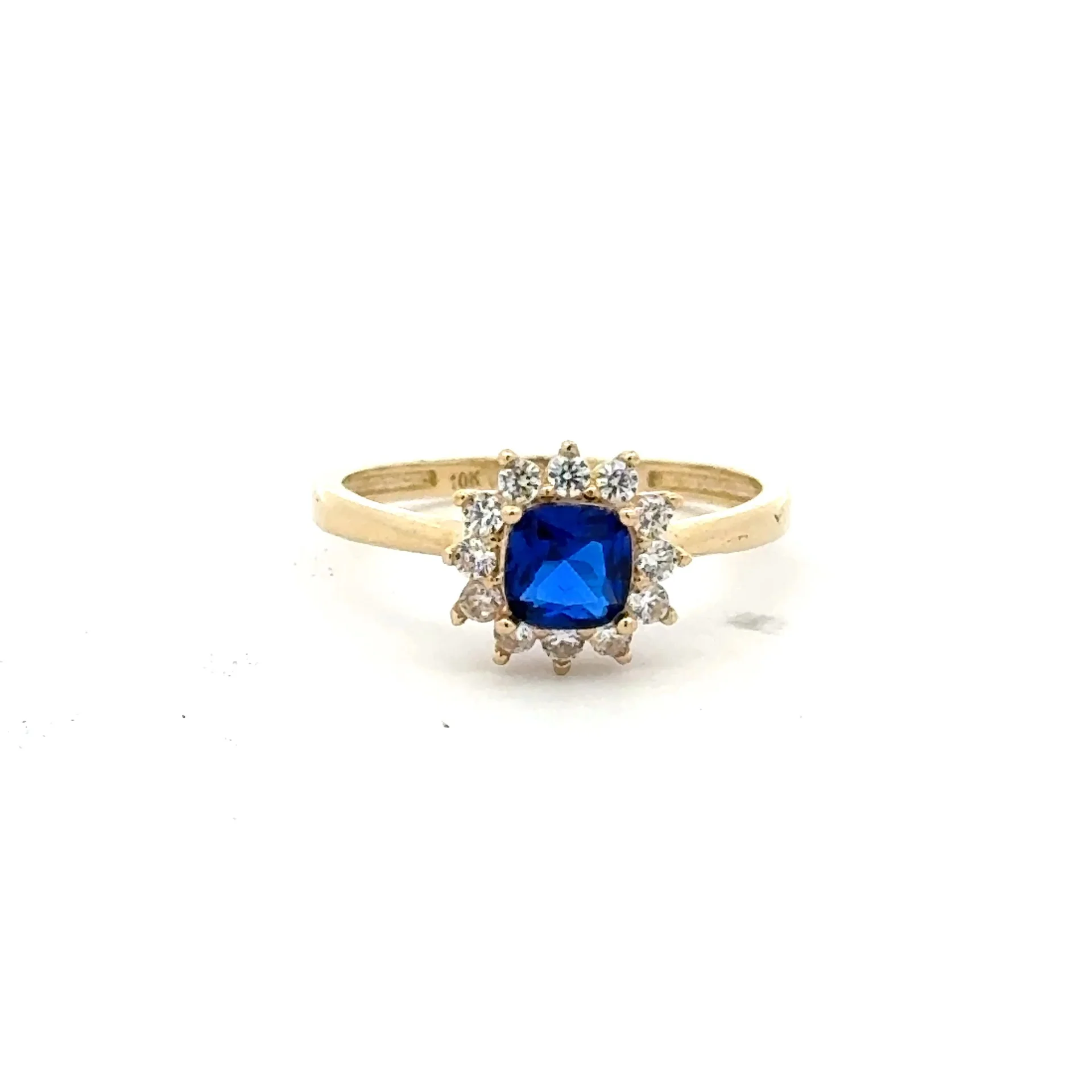 Ring Little Floral Women Royal Blue Square Stone 7 1.5mm 10K - Image 2
