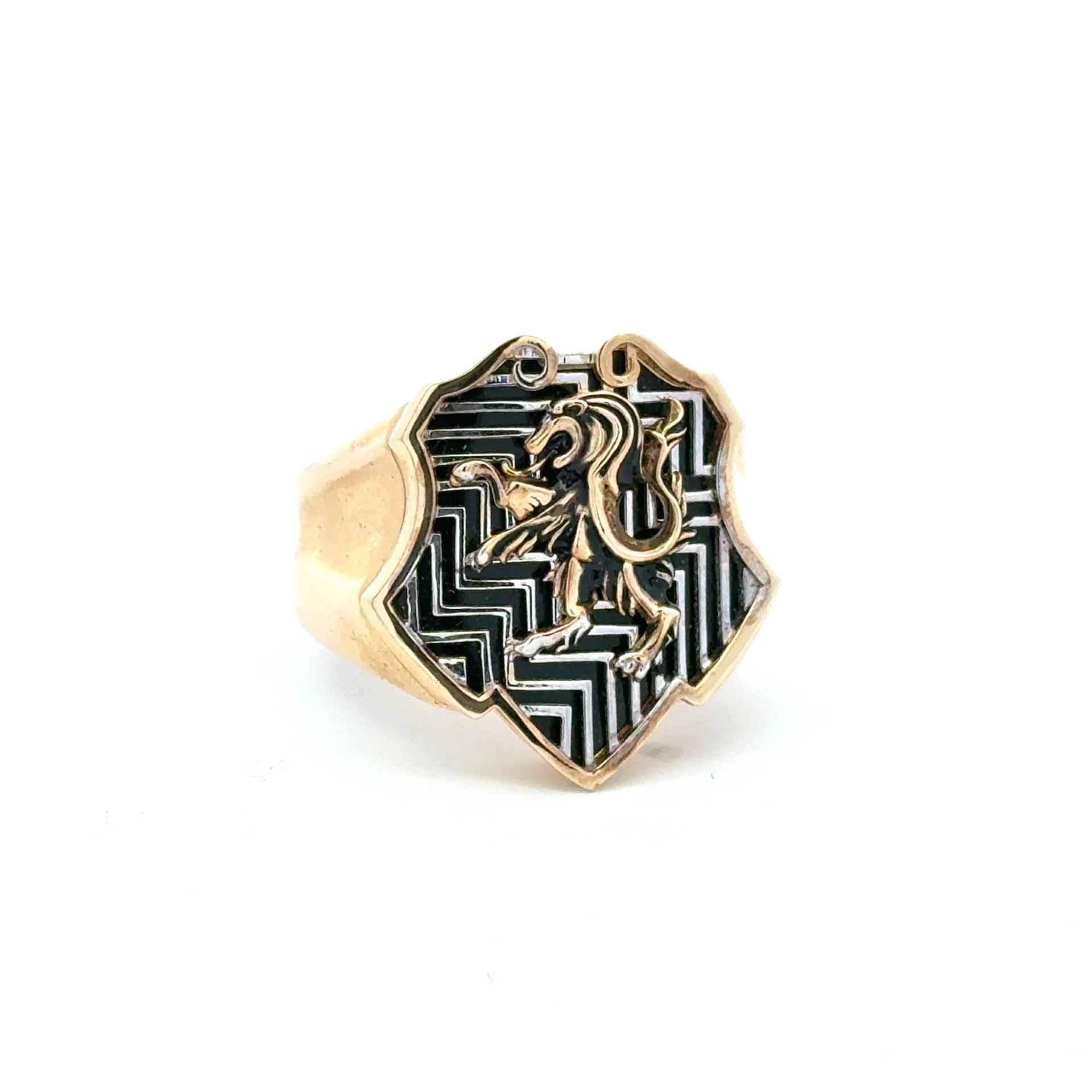 Ring Three Tone Shield with Rampant Lion 11 6.5mm 10K