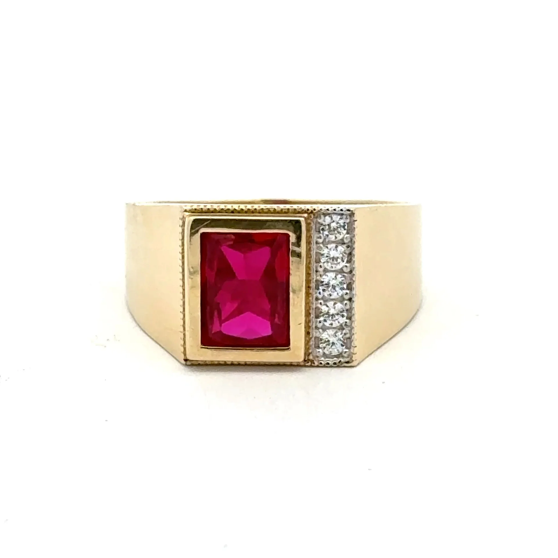 Ring Wine Rect Stone & CZ Accents 11 4mm 10K - Image 3