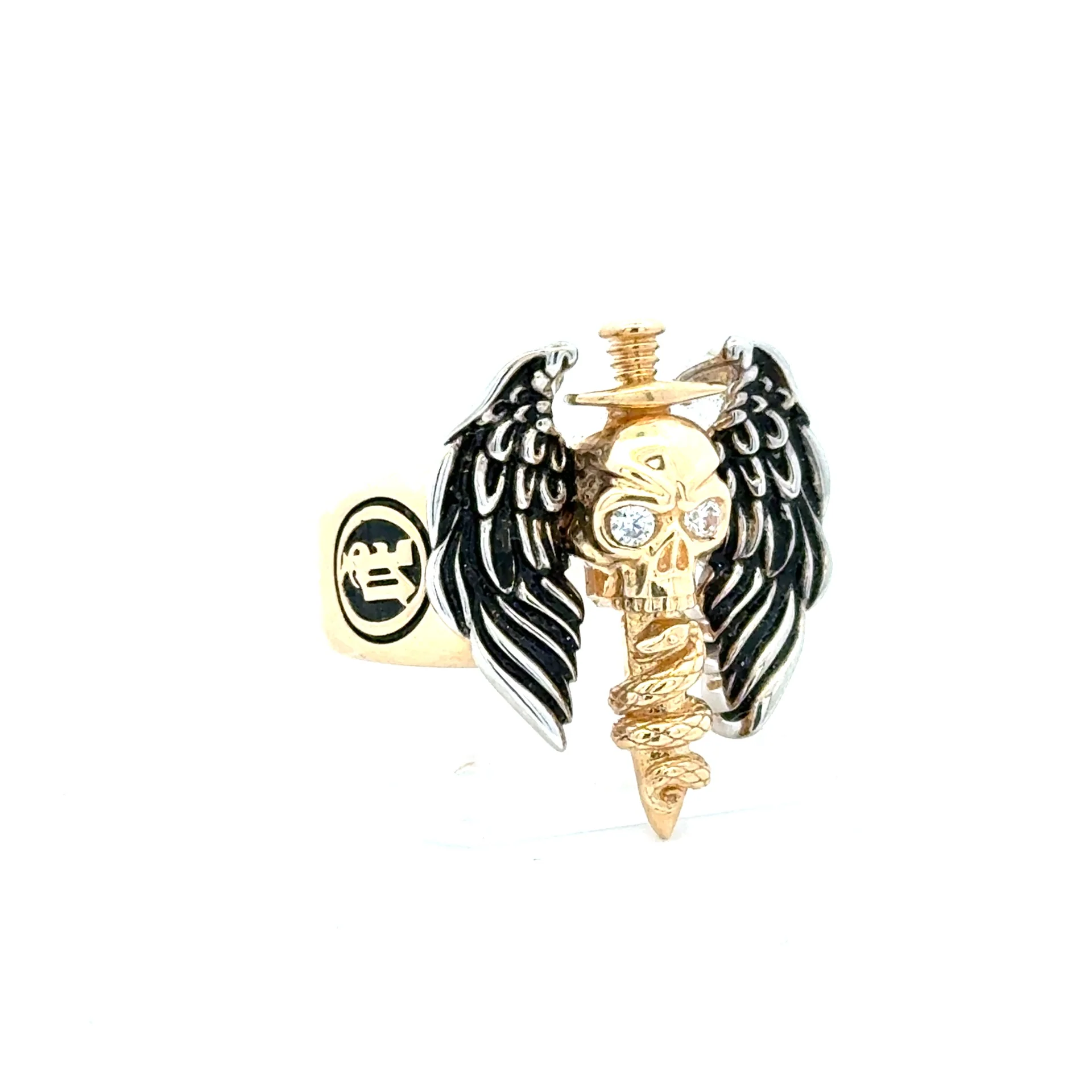 Ring Winged Skull Sword with ZC 11.5 7.5mm 10K - Image 2
