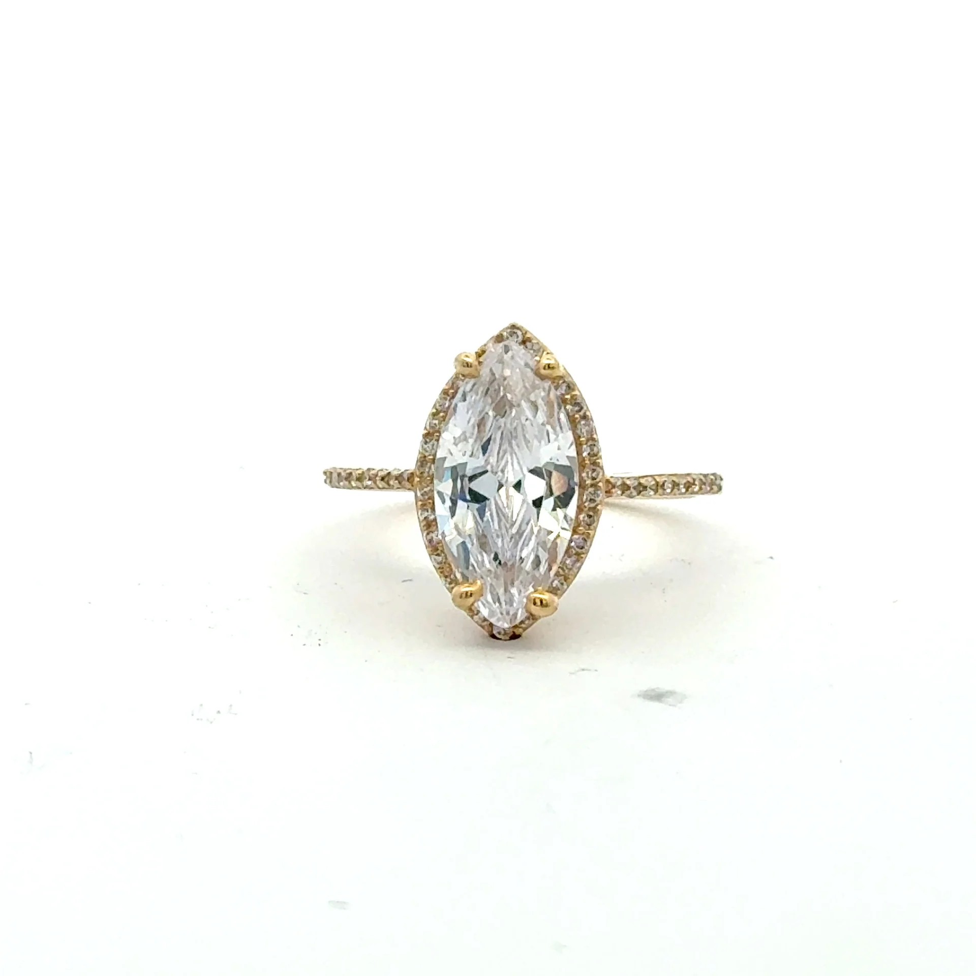 Ring Women Cat Eye Stone and CZ 7 1mm 10K