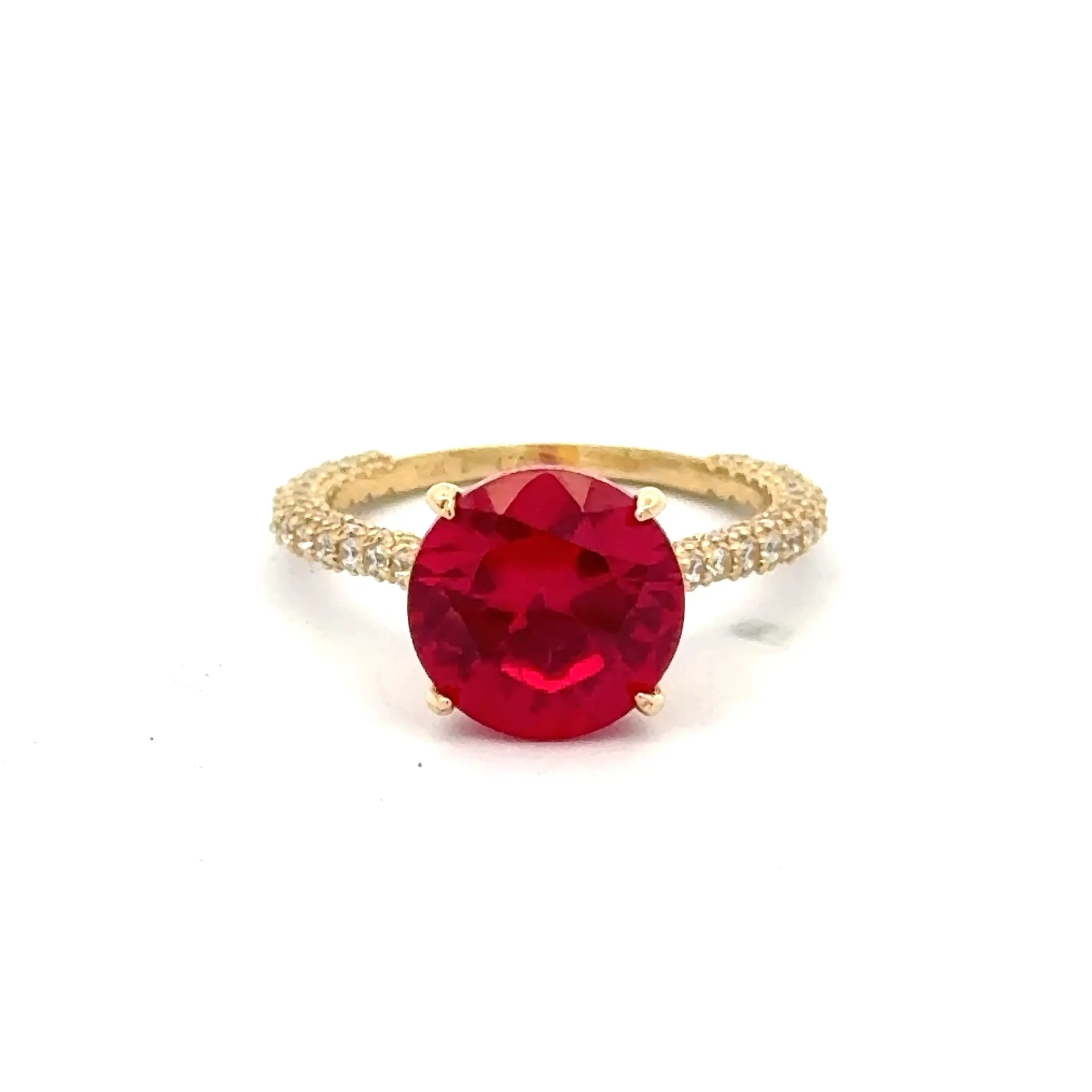 Ring Women CZ-Iced Band Wine Round Stone 6.5 1.5mm 10K - Image 2