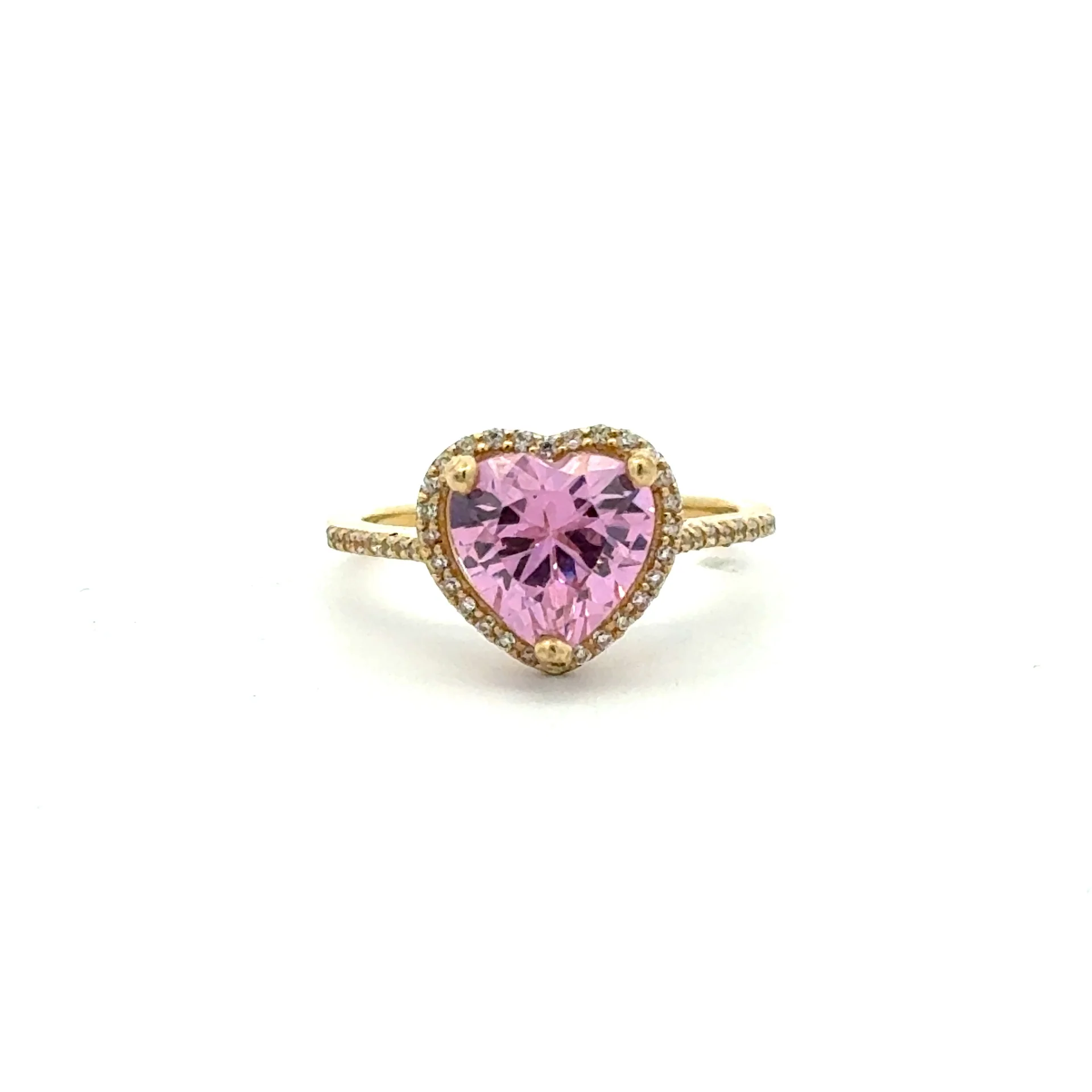 Ring Women Rose Heart Stone and CZ 7 1mm 10K - Image 3