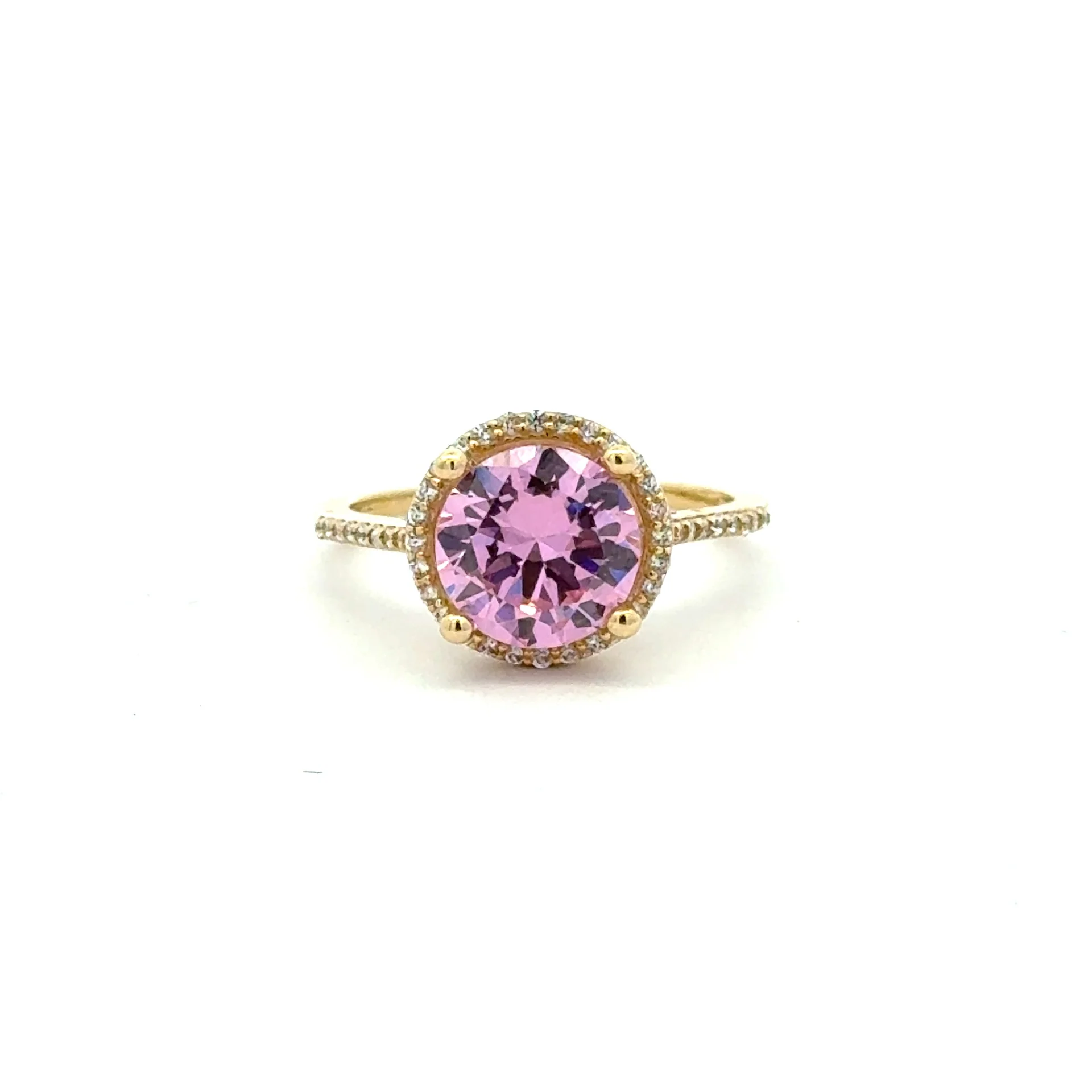 Ring Women Rose Round Stone and CZ 7 1.5mm 10K - Image 2