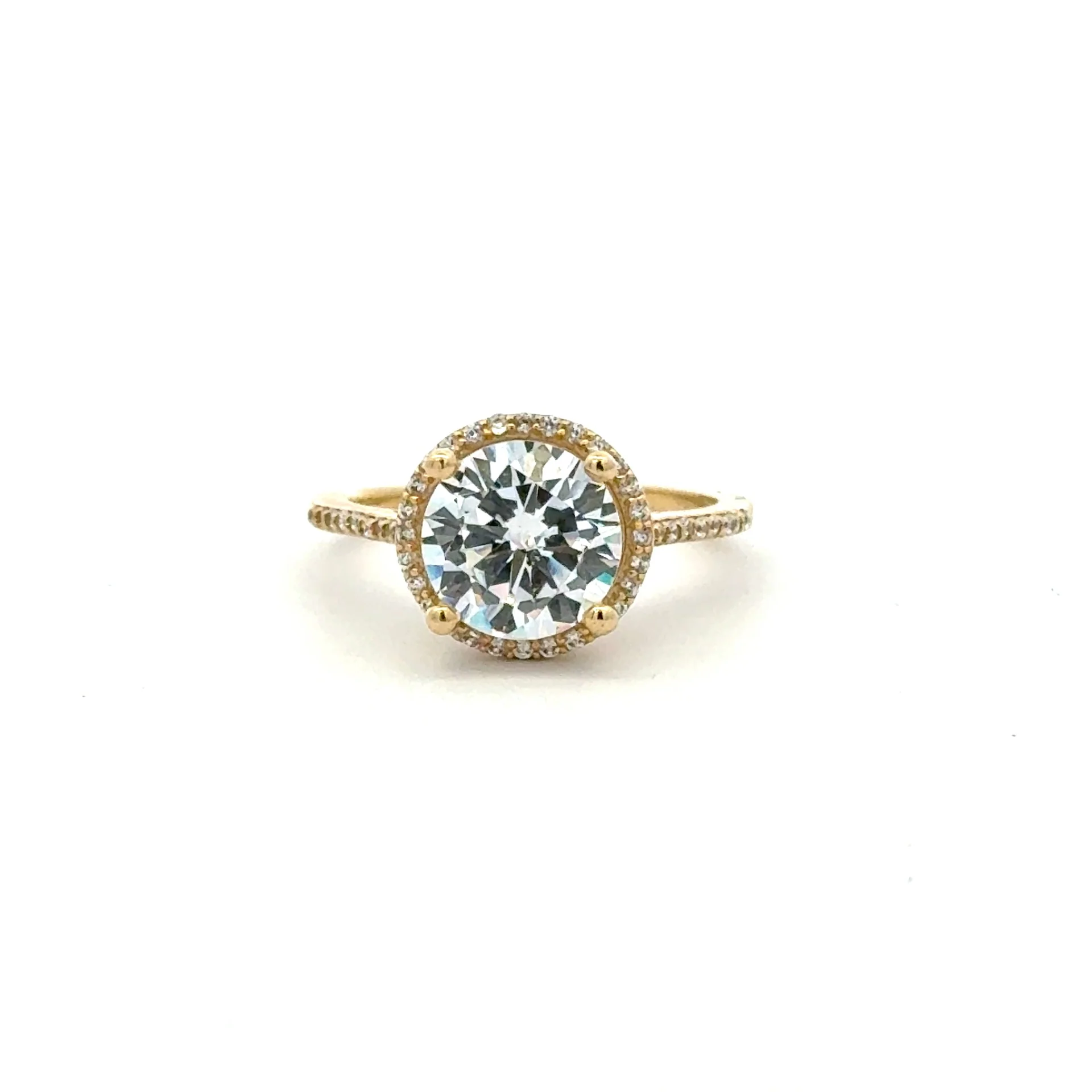 Ring Women Round Stone and CZ 7.5 1.5mm 10K