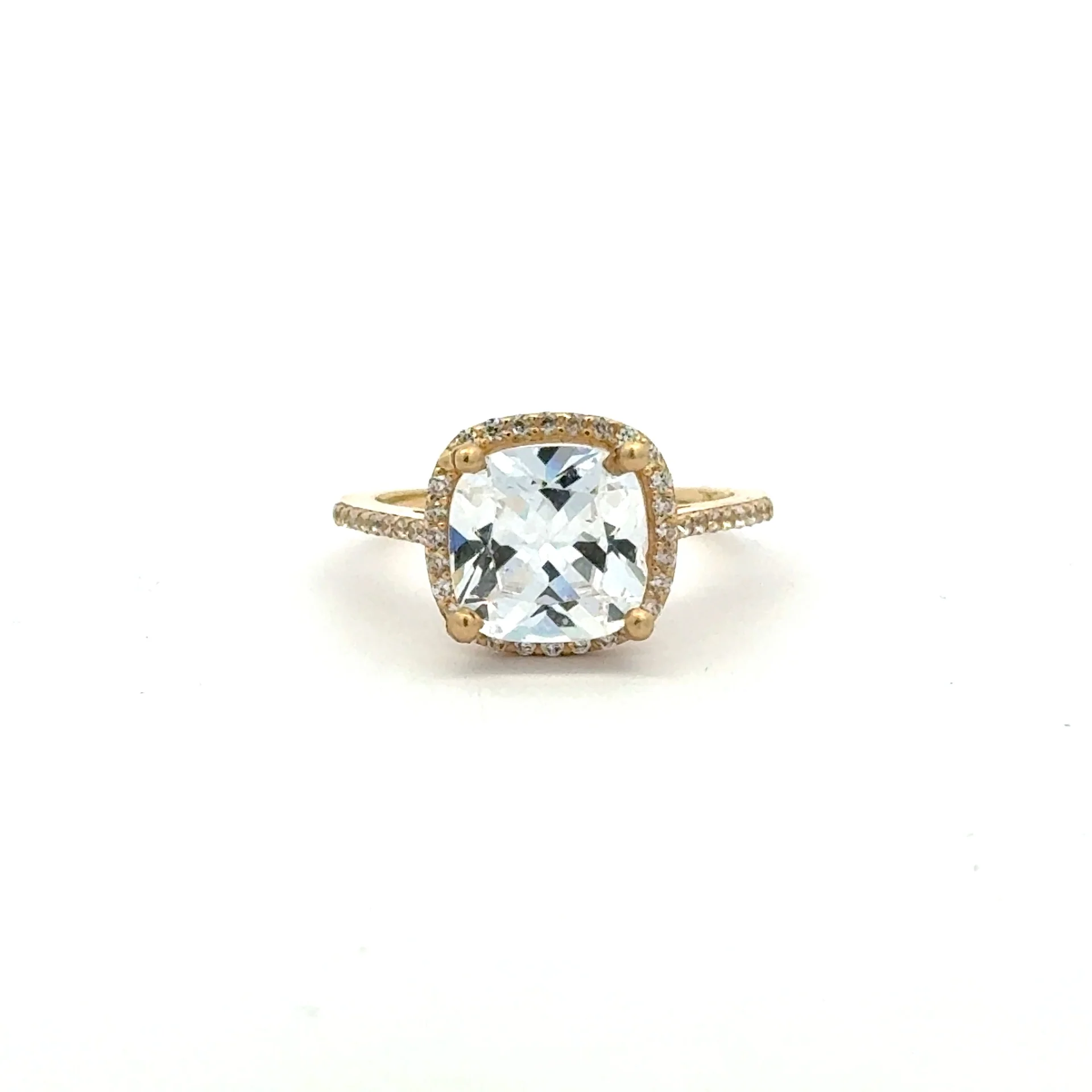 Ring Women Square Stone and CZ 6.5 1mm 10K - Image 3