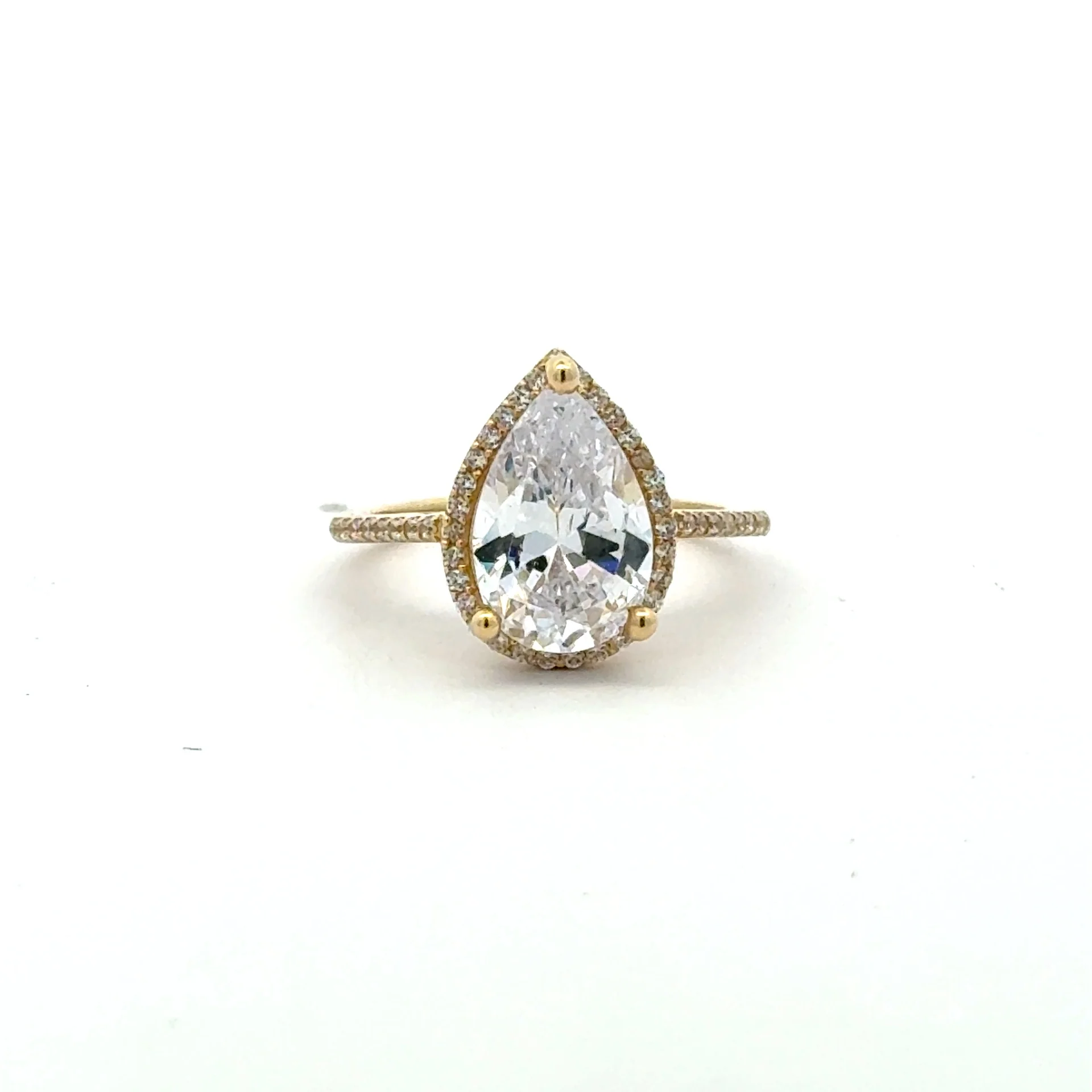 Ring Women Teardrop Stone and CZ 6.5 1.5mm 10K