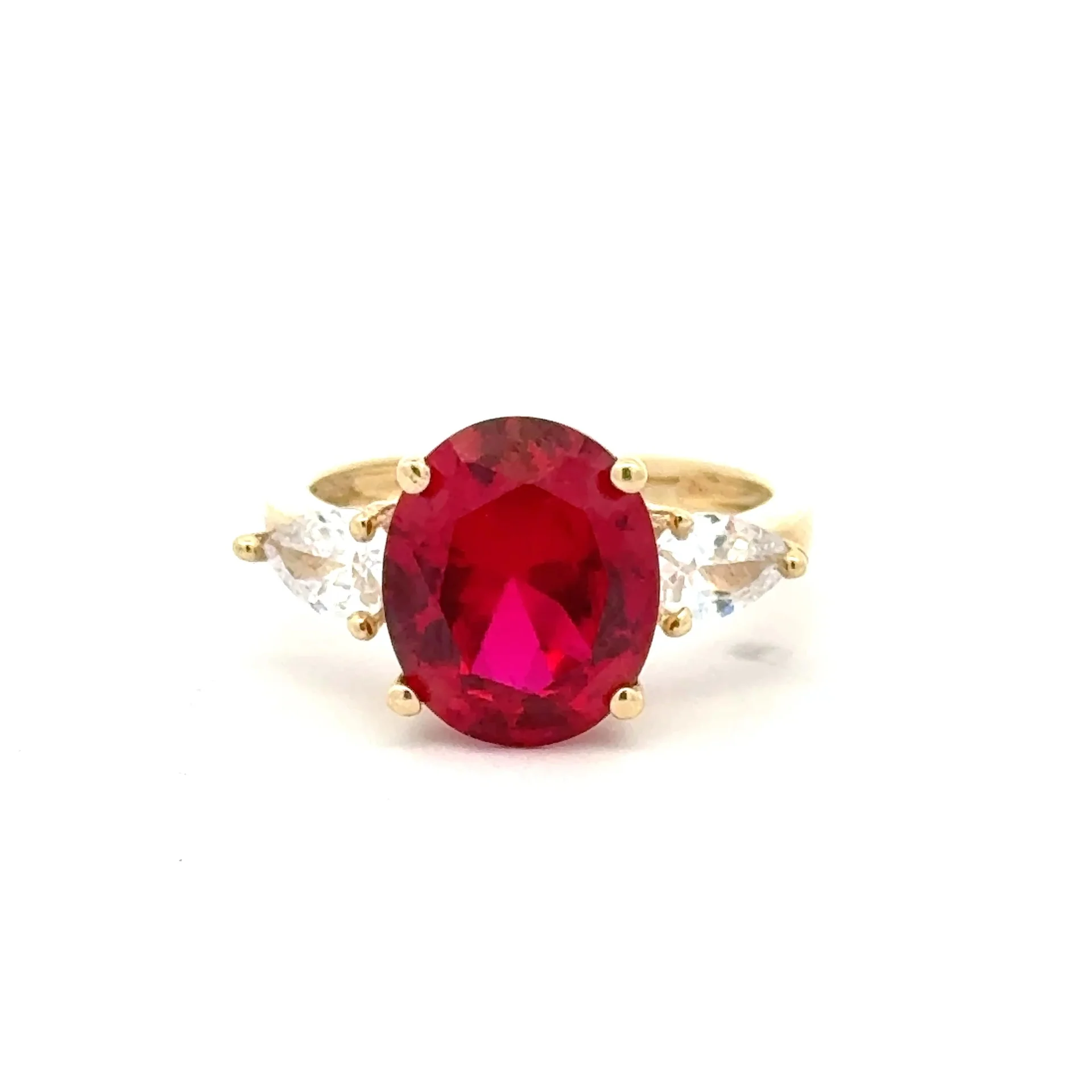Ring Women Trio Wine Oval Stone 7 2.5mm 10K