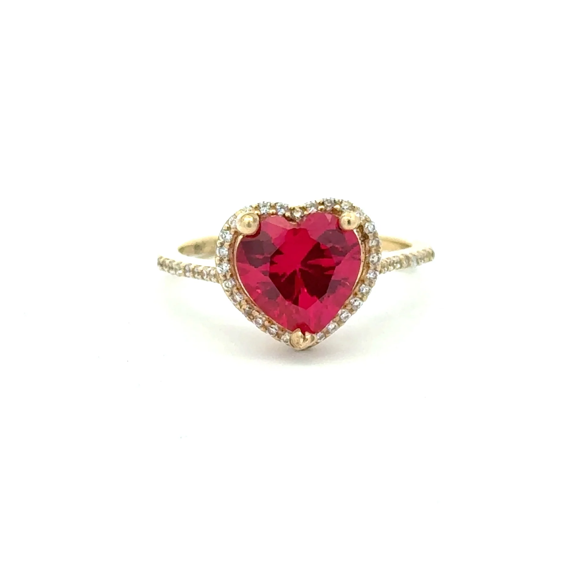 Ring Women Wine Heart Stone and CZ 7 1mm 10K - Image 3