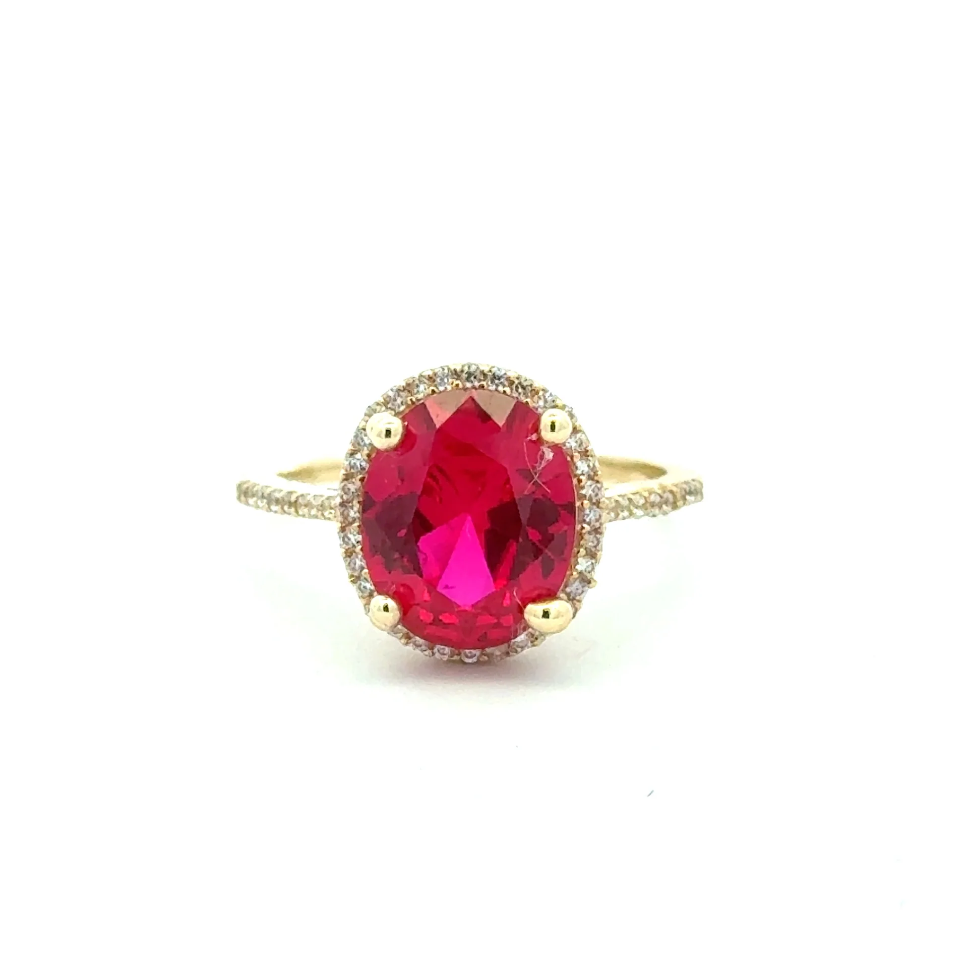 Ring Women Wine Oval Stone and CZ 6.5 1.5mm 10K - Image 4