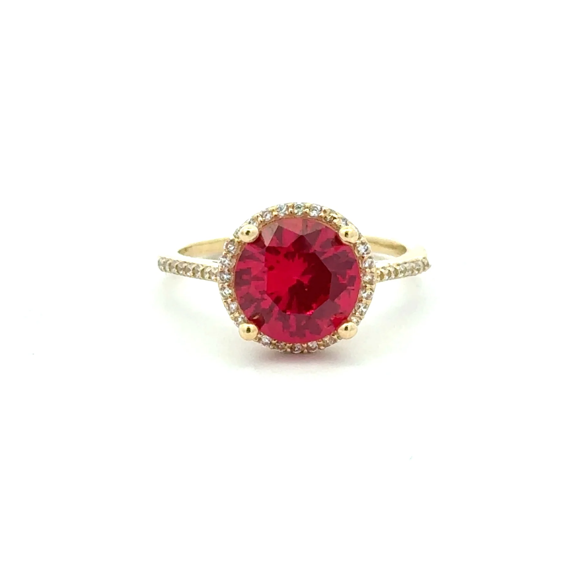 Ring Women Wine Round Stone and CZ 7 1mm 10K - Image 2