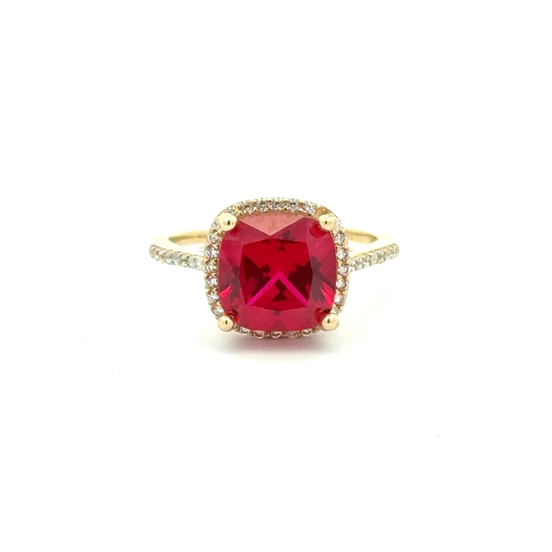 Ring Women Wine Square Stone and CZ 7 1mm 10K - Image 3