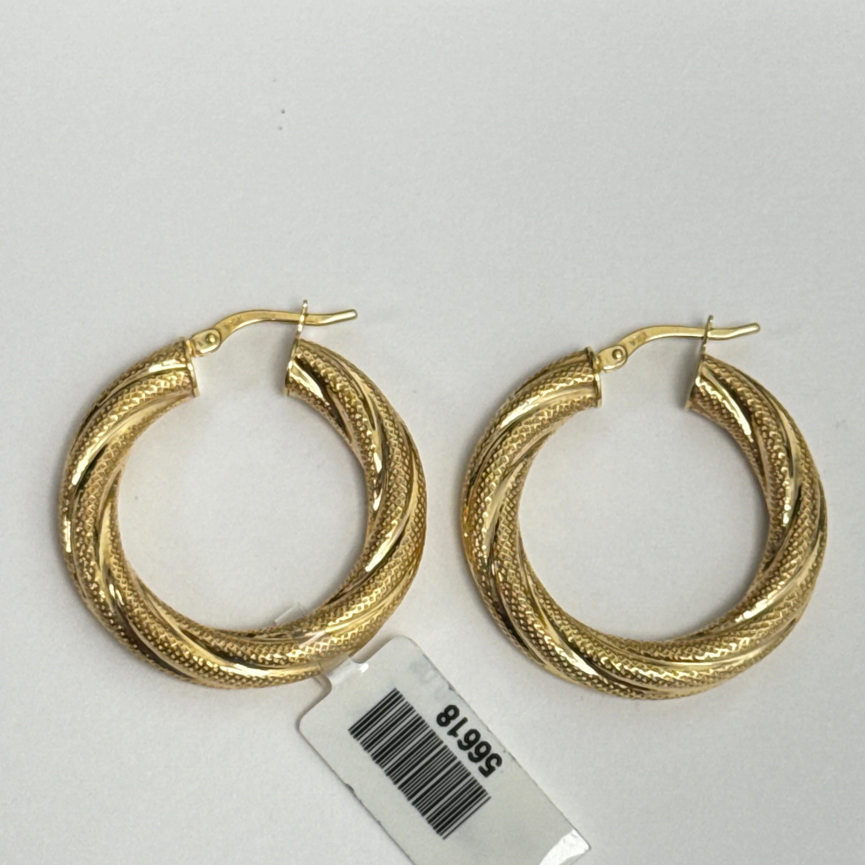 10k Textured Twist Hoop Earrings in Yellow Gold