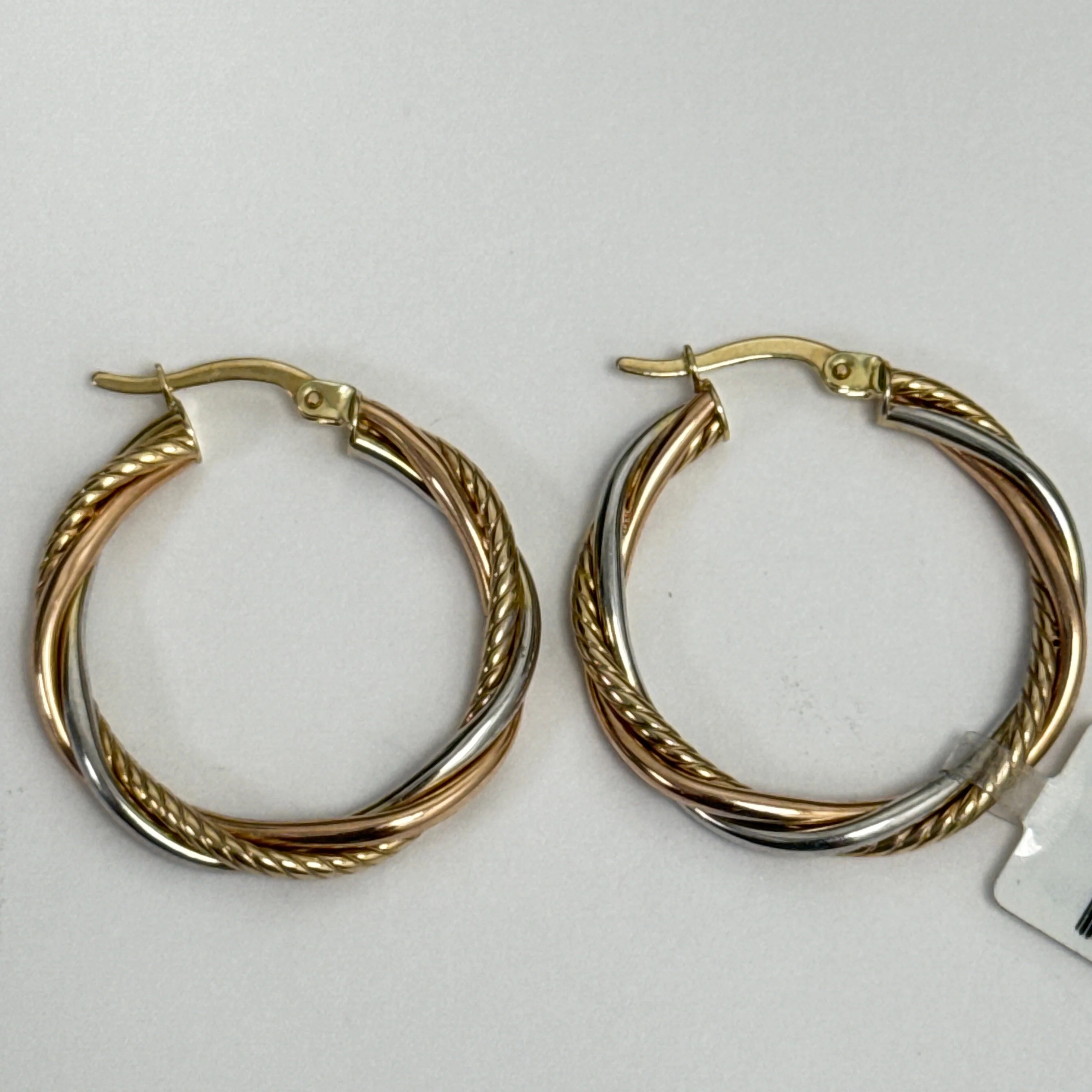 10k Tri-Color Gold Hoop Earrings