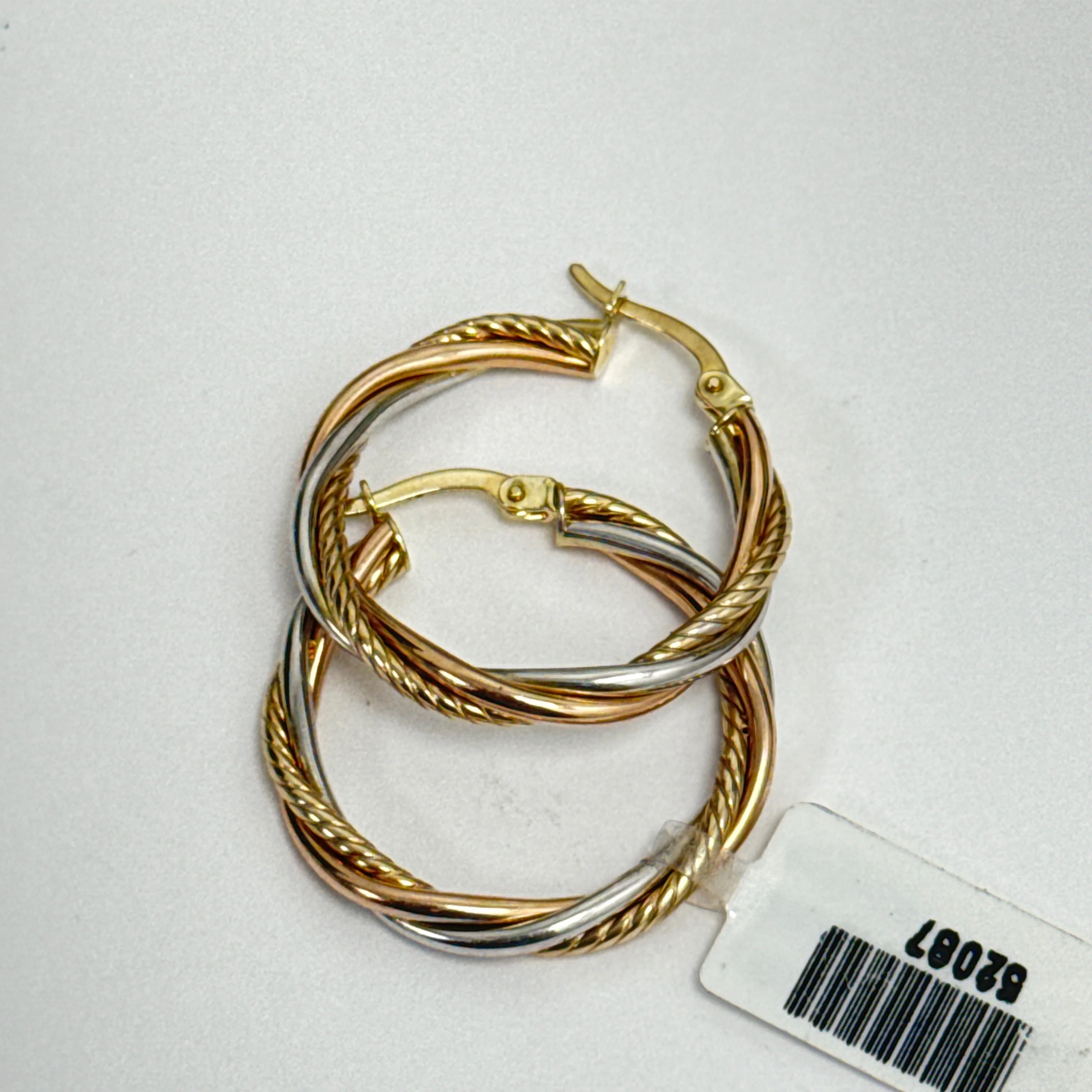 10k Tri-Color Gold Hoop Earrings - Image 2