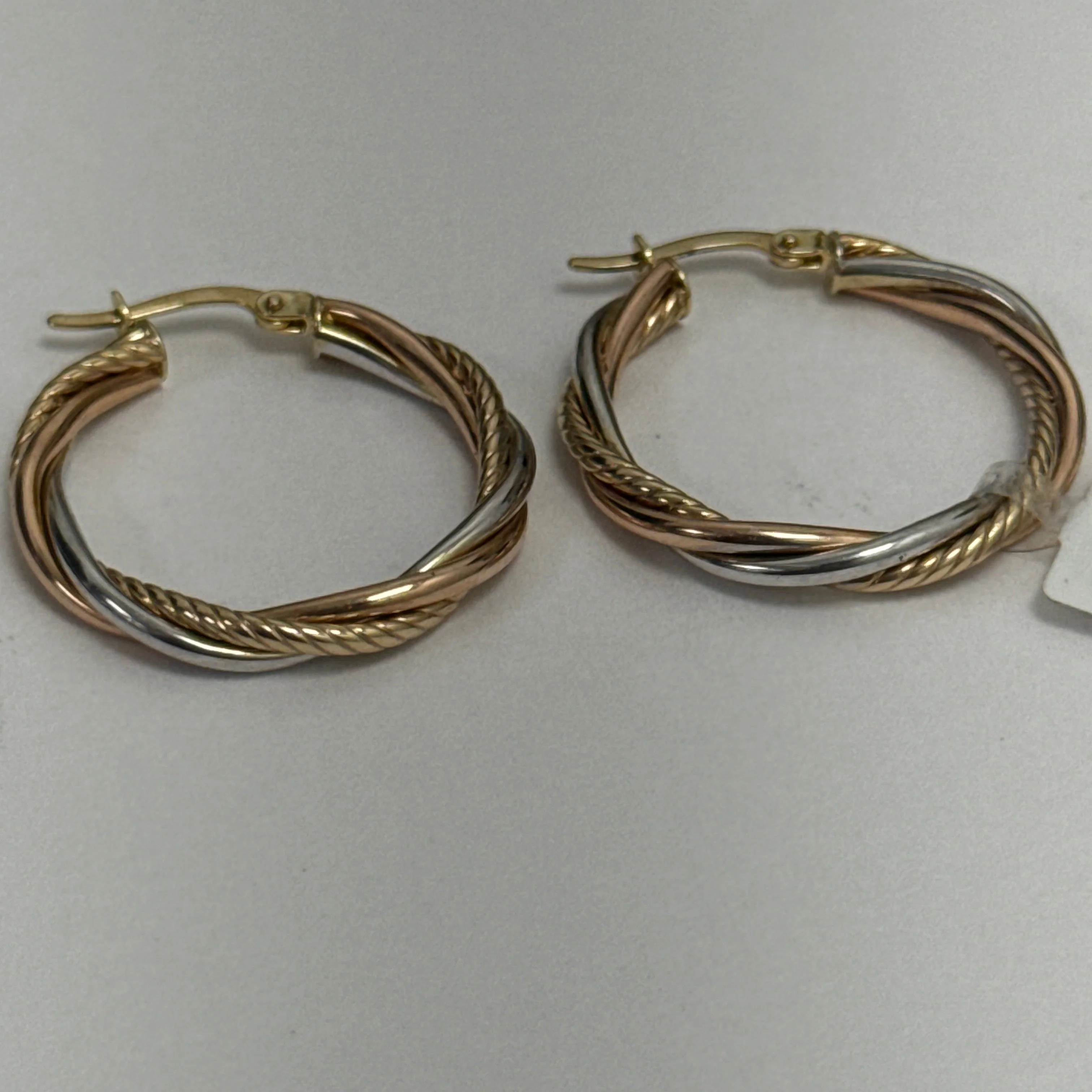 10k Tri-Color Gold Hoop Earrings - Image 3
