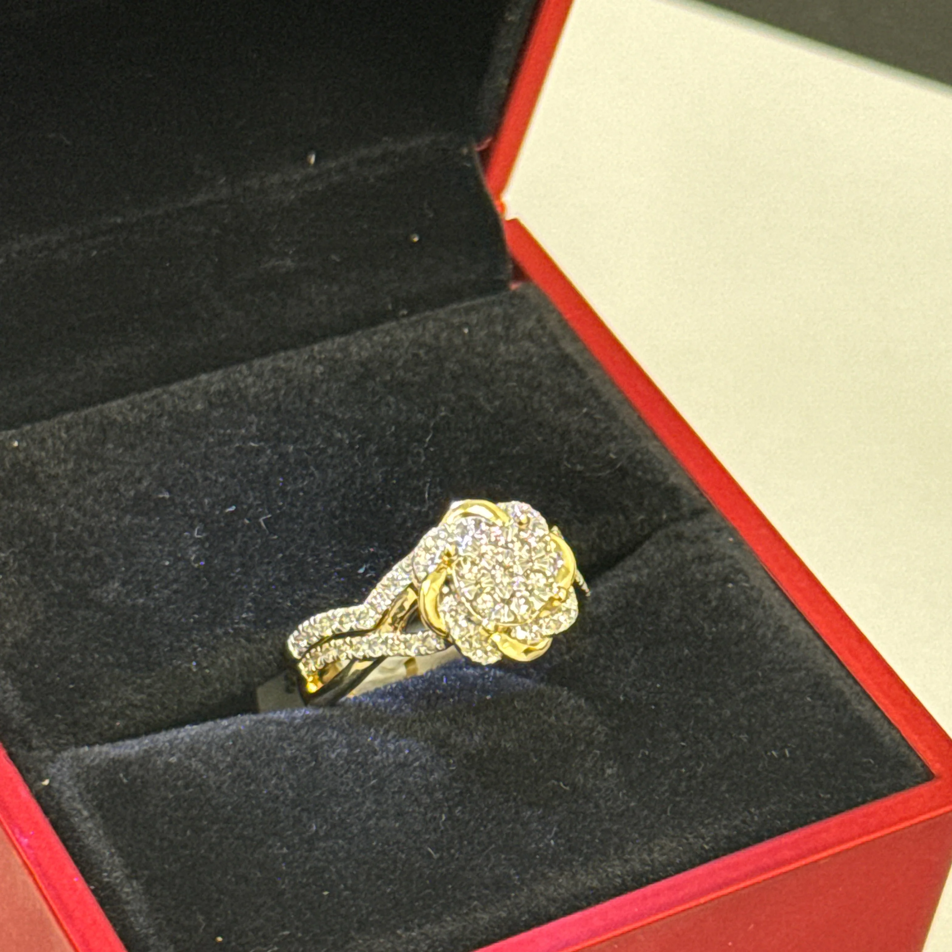 Rose Ring with Round Brilliant Cut Diamonds 10k - Image 3